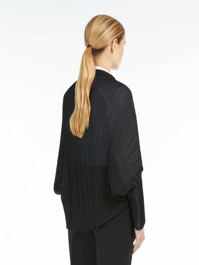Geplooide stoffen bolero, zwart