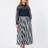Geprinte geplooide rok van popeline, marineblauw Geprinte geplooide rok van popeline, marineblauw