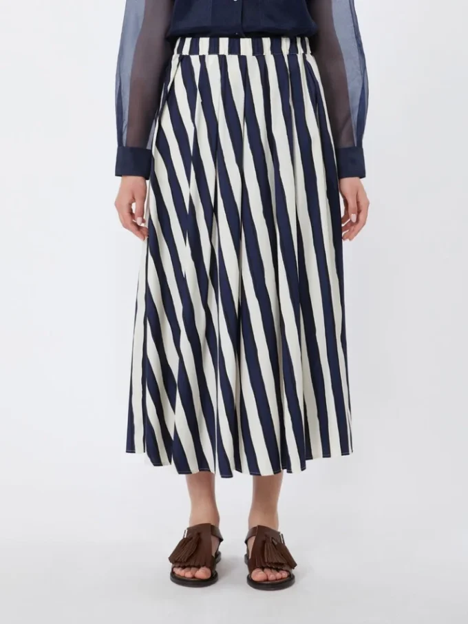 Geprinte geplooide rok van popeline, marineblauw Geprinte geplooide rok van popeline, marineblauw