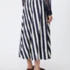 Geprinte geplooide rok van popeline, marineblauw Geprinte geplooide rok van popeline, marineblauw