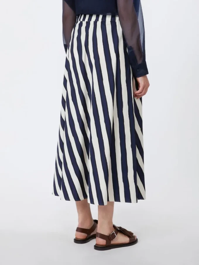 Geprinte geplooide rok van popeline, marineblauw Geprinte geplooide rok van popeline, marineblauw