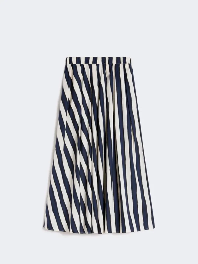 Geprinte geplooide rok van popeline, marineblauw Geprinte geplooide rok van popeline, marineblauw