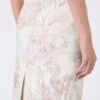 Geprinte organza en gabardine kokerrok, wit Geprinte organza en gabardine kokerrok, wit