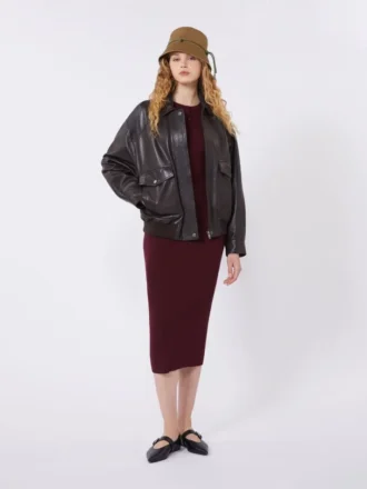 Geribd vest van viscose, bordeaux