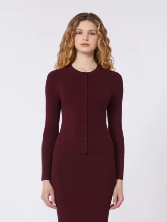 Geribd vest van viscose, bordeaux