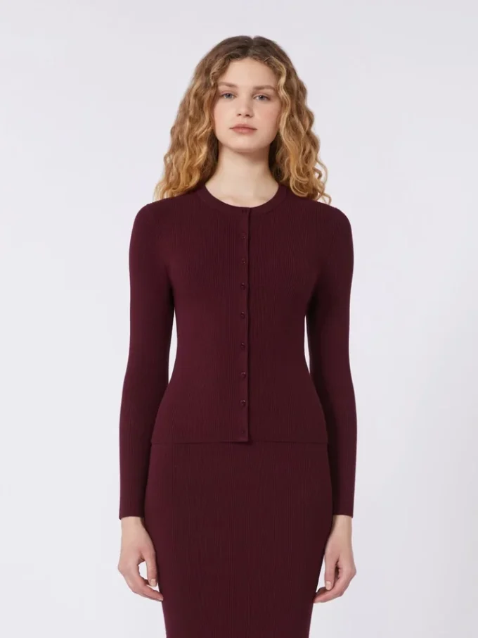 Geribd vest van viscose, bordeaux Geribd vest van viscose, bordeaux