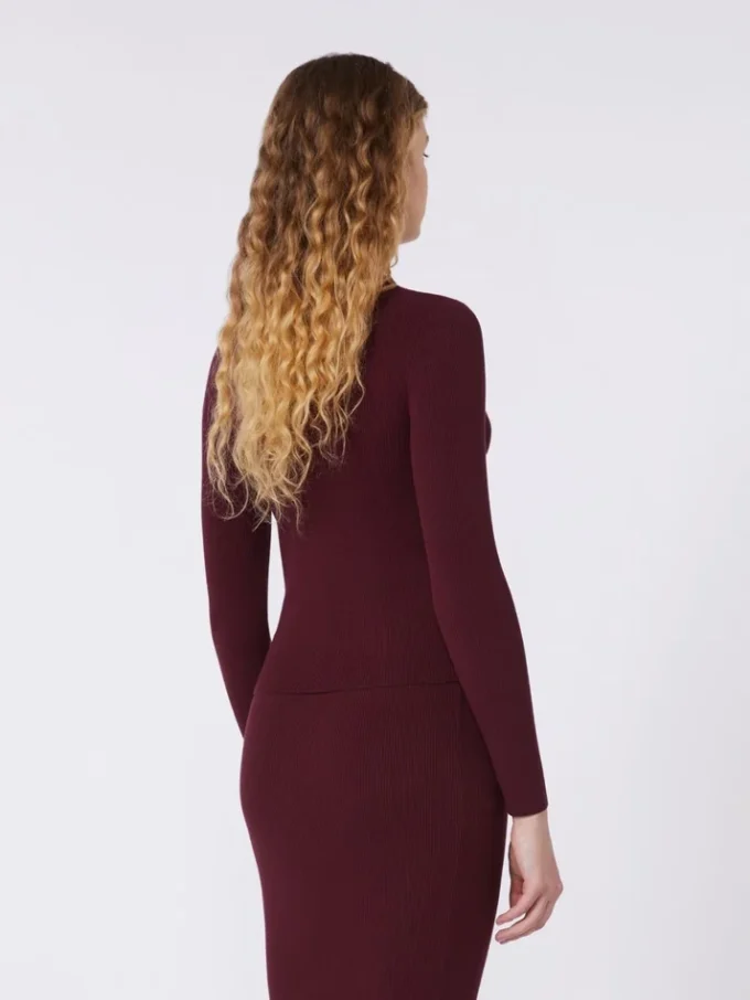 Geribd vest van viscose, bordeaux Geribd vest van viscose, bordeaux