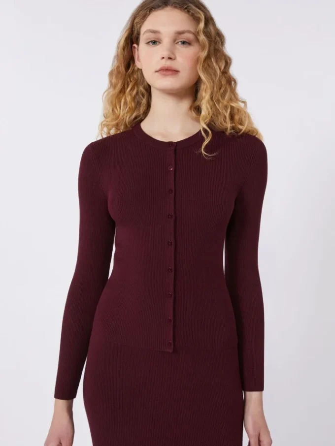 Geribd vest van viscose, bordeaux Geribd vest van viscose, bordeaux
