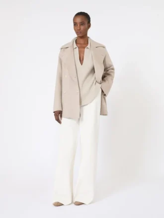 Geribde kasjmier trui, beige