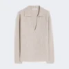 Geribde kasjmier trui, beige Geribde kasjmier trui, beige
