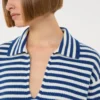 Geribde kasjmier trui, wit-blauw Geribde kasjmier trui, wit-blauw
