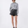 Gestreepte cropped popeline overhemd, zwart Gestreepte cropped popeline overhemd, zwart