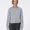 Gestreepte cropped popeline overhemd, zwart Gestreepte cropped popeline overhemd, zwart