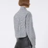 Gestreepte cropped popeline overhemd, zwart Gestreepte cropped popeline overhemd, zwart