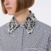 Gestreepte cropped popeline overhemd, zwart Gestreepte cropped popeline overhemd, zwart