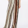 Gestreepte crêpe de chine broek, baksteenrood Gestreepte crêpe de chine broek, baksteenrood