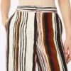 Gestreepte crêpe de chine broek, baksteenrood Gestreepte crêpe de chine broek, baksteenrood