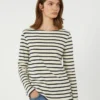 Gestreepte katoenen T-shirt, ivoorkleurig Gestreepte katoenen T-shirt, ivoorkleurig