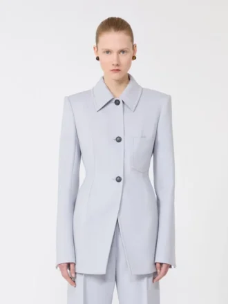 Getailleerd gabardine overhemdjasje, middengrijs