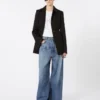 Getailleerd gabardine overhemdjasje, zwart Getailleerd gabardine overhemdjasje, zwart
