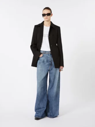 Getailleerd gabardine overhemdjasje, zwart