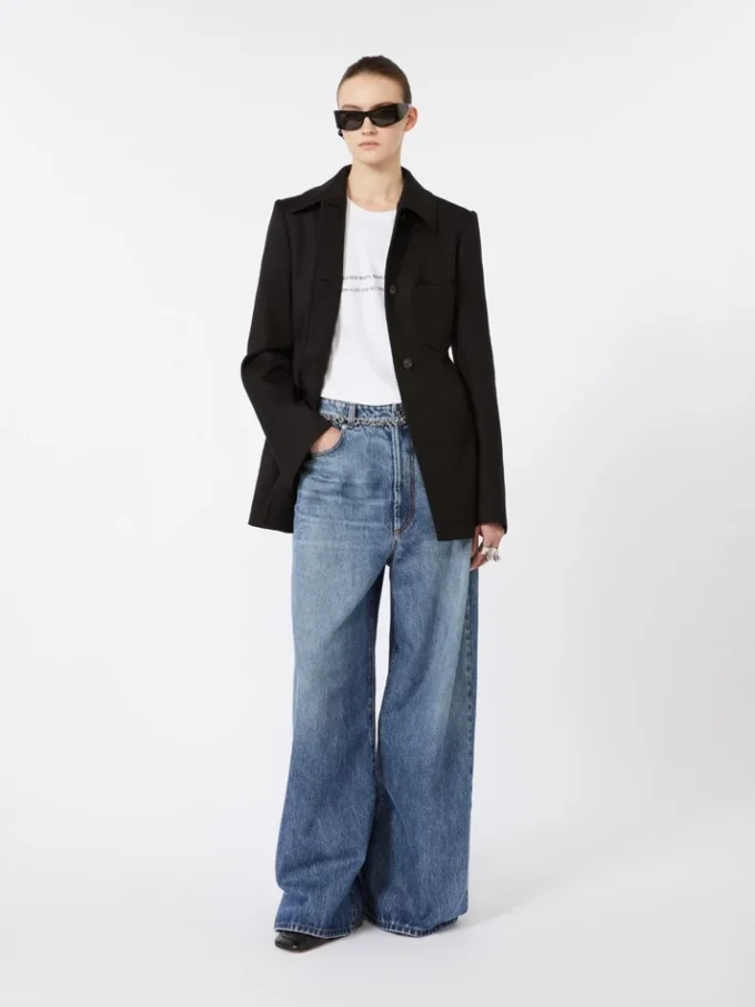 Getailleerd gabardine overhemdjasje, zwart Getailleerd gabardine overhemdjasje, zwart