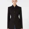 Getailleerd gabardine overhemdjasje, zwart Getailleerd gabardine overhemdjasje, zwart
