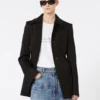 Getailleerd gabardine overhemdjasje, zwart Getailleerd gabardine overhemdjasje, zwart