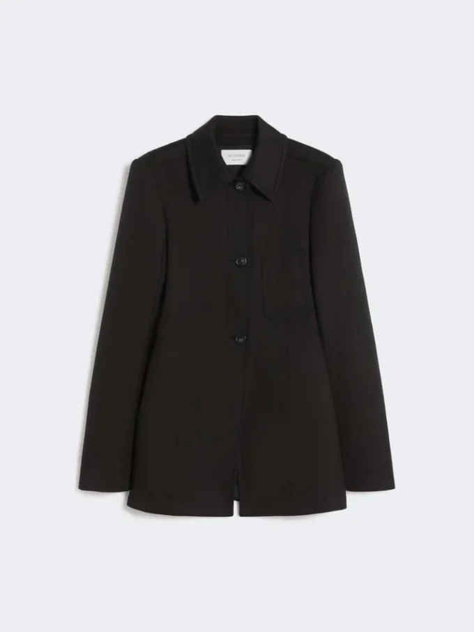 Getailleerd gabardine overhemdjasje, zwart Getailleerd gabardine overhemdjasje, zwart