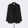 Getailleerde blazer van gabardine met krijtstreep, zwart Getailleerde blazer van gabardine met krijtstreep, zwart