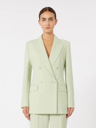Getailleerde blazer van wolcrêpe, groen