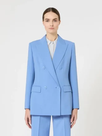 Getailleerde blazer van wolcrêpe, lichtblauw