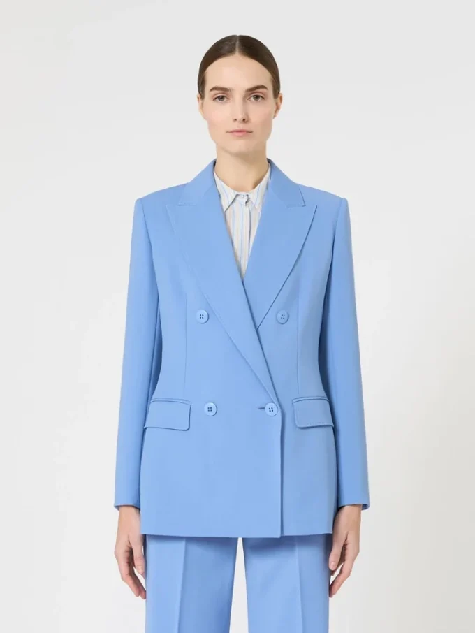 Getailleerde blazer van wolcrêpe, lichtblauw Getailleerde blazer van wolcrêpe, lichtblauw