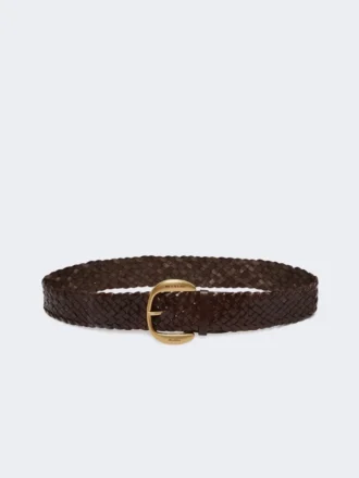 Gevlochten leren riem, donkerbruin