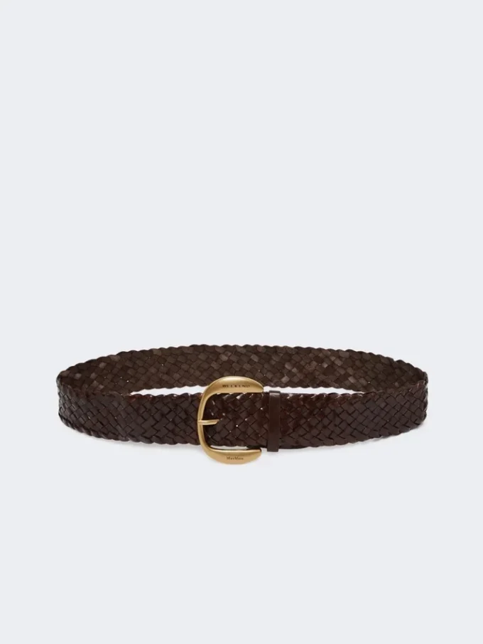 Gevlochten leren riem, donkerbruin Gevlochten leren riem, donkerbruin