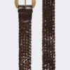 Gevlochten leren riem, donkerbruin Gevlochten leren riem, donkerbruin
