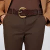Gevlochten leren riem, donkerbruin Gevlochten leren riem, donkerbruin