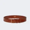 Gevlochten leren riem, tabakskleur Gevlochten leren riem, tabakskleur