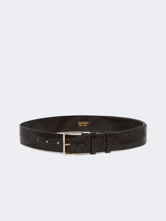 Gevlochten leren riem, zwart Gevlochten leren riem, zwart