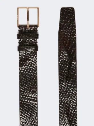 Gevlochten leren riem, zwart