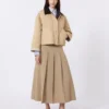 Gewassen gabardine rok, hazelnootbruin
