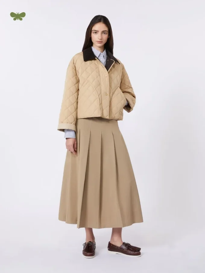 Gewassen gabardine rok, hazelnootbruin
