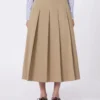 Gewassen gabardine rok, hazelnootbruin