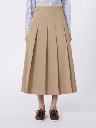 Gewassen gabardine rok, hazelnootbruin