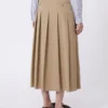 Gewassen gabardine rok, hazelnootbruin