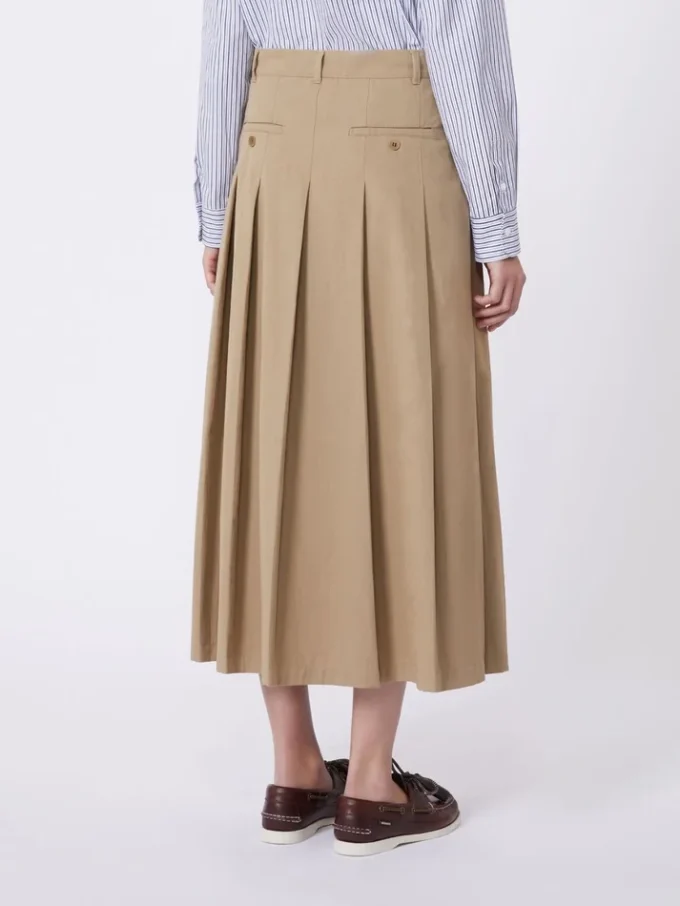 Gewassen gabardine rok, hazelnootbruin