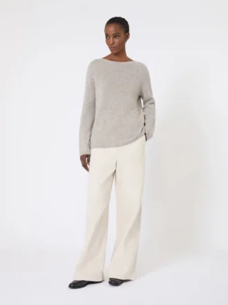 Gewassen katoenen broek, naturel