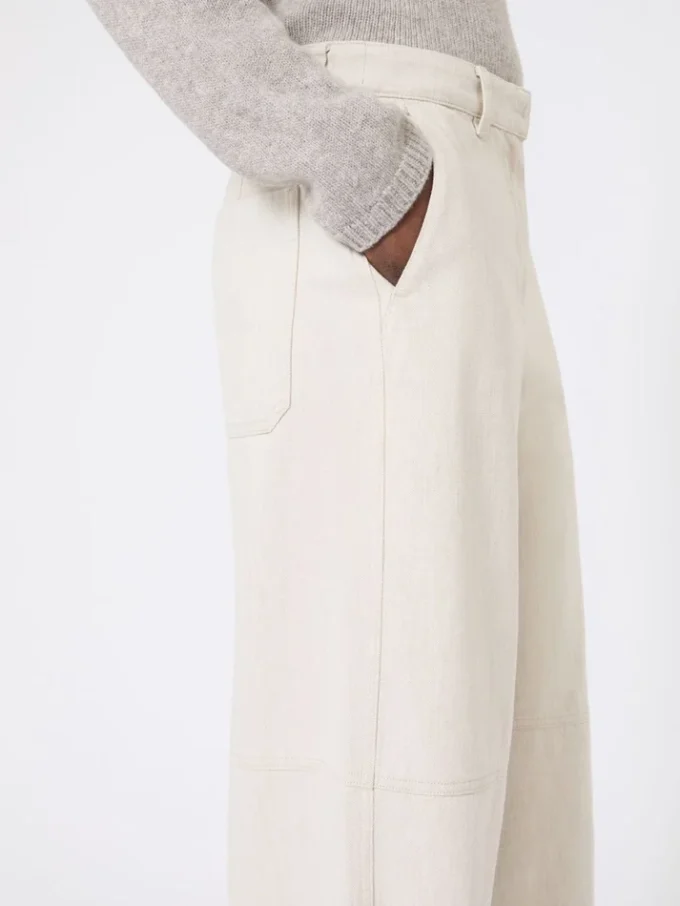 Gewassen katoenen broek, naturel Gewassen katoenen broek, naturel