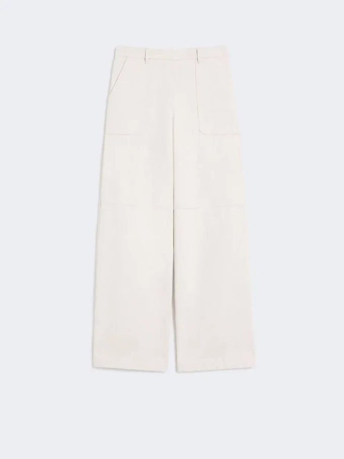 Gewassen katoenen broek, naturel Gewassen katoenen broek, naturel