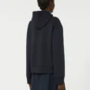 Gewatteerd jack met capuchon van waterafstotend canvas en jersey, marineblauw